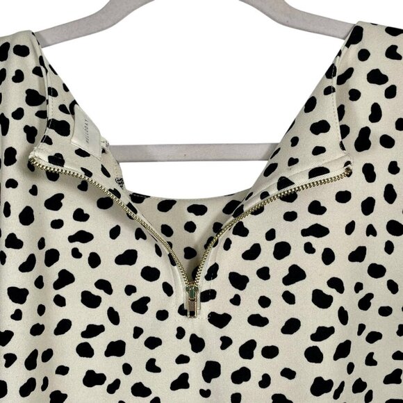 Anthro Melloday Cream & Black Leopard Print Short Cuff Sleeve Boxy Blouse Large - Picture 7 of 13